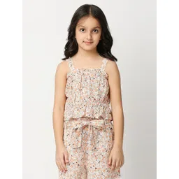 Pepe Jeans Girls Floral Printed Shoulder Straps Cinched Waist Top-picture-36
