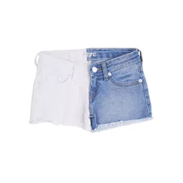 Pepe Jeans Girls Mid-Rise Colourblocked Cotton Denim Shorts-picture-12