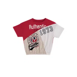 Pepe Jeans Girls Red & Off White Printed Cotton T-shirt-picture-37