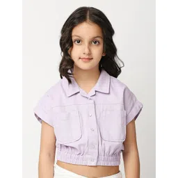 Pepe Jeans Girls Twill Pure Cotton Crop Shirt-picture-35