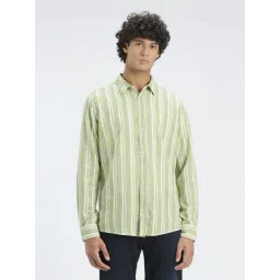 Pepe Jeans Green Cotton Regular Fit Striped Shirts-picture-27