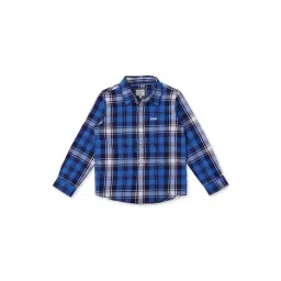 Pepe Jeans Kids Blue & White Cotton Chequered Full Sleeves Shirt-picture-28