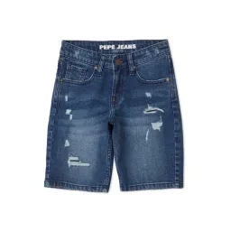 Pepe Jeans Kids Blue Distressed Denim Shorts-picture-16