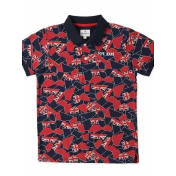 Pepe Jeans Kids Navy & Red Printed Polo T-Shirt-picture-41