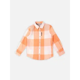 Pepe Jeans Kids Peach & Orange Checks Full Sleeves Shirt-picture-27