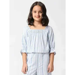 Pepe Jeans Kids White & Blue Striped Crop Top-picture-35