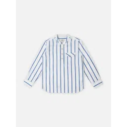 Pepe Jeans Kids White & Blue Striped Full Sleeves Shirt-picture-17