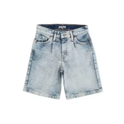 Pepe Jeans Kids White & Blue Textured Shorts-picture-28