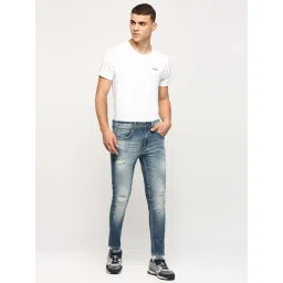 Pepe Jeans Light Indigo Blue Cotton Skinny Fit Distressed Jeans image 5