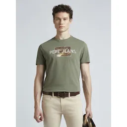 Pepe Jeans Men Brand Logo Printed Round Neck Pure Cotton Slim Fit T-shirt-picture-30