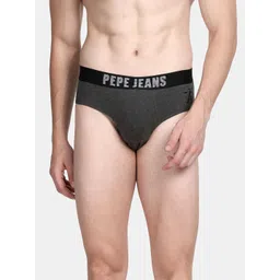 Pepe Jeans Men Grey Solid Cotton Basic Briefs-picture-34