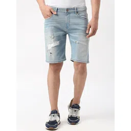 Pepe Jeans Men Mid-Rise Washed Distressed Cotton Denim Shorts-picture-28