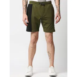 Pepe Jeans Men Olive Green And Black Colourblocked Mid Rise Slim Fit Shorts-picture-18