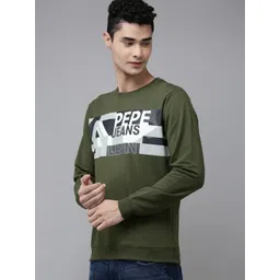 Pepe Jeans Men Olive Green Printed Sweatshirt image 2