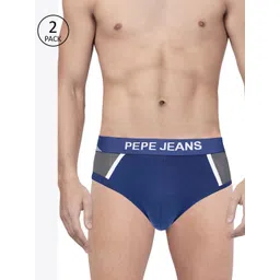 Pepe Jeans Men Pack of 2 Blue & Grey Colourblocked Briefs 8936655-2-picture-40