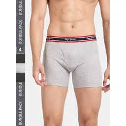 Pepe Jeans Men Pack Of 4 Cotton Trunks CLT02 CHARCOAL MELANG GREY MELANGE-picture-21