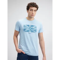 Pepe Jeans Men Printed Pure Cotton Applique Slim Fit T-shirt-picture-19