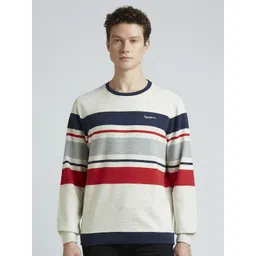 Pepe Jeans Men Striped Round Neck Cotton Pullover Sweatshirt-picture-12