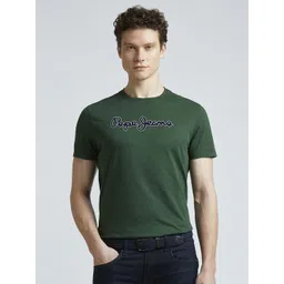 Pepe Jeans Men Typography Printed Round Neck Pure Cotton Slim Fit T-shirt-image-47