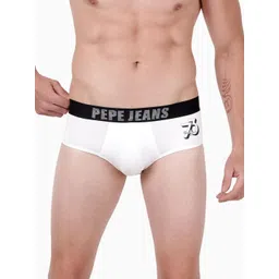 Pepe Jeans Men White & Black Solid Cotton Basic Briefs OPB07-picture-38