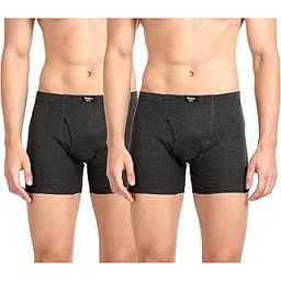 pepe jeans Men's Solid Cotton Antibacterial Trunks (Pack of 2) Charcoal Melange-picture-12