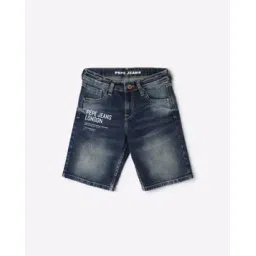 pepe jeans Mid-Wash Shorts with Placement Brand Print-picture-51