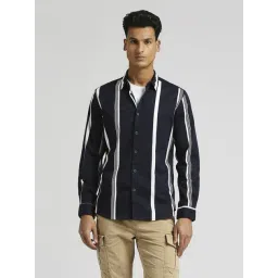 Pepe Jeans Navy Cotton Regular Fit Striped Shirt-picture-20