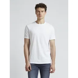 Pepe Jeans Off White Cotton Slim Fit Texture T-Shirt-picture-42