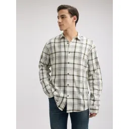 Pepe Jeans Olive & Off White Cotton Regular Fit Checks Shirt-picture-18