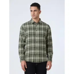 Pepe Jeans Olive Cotton Regular Fit Checks Shirts-picture-30