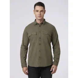 Pepe Jeans Olive Cotton Regular Fit Shirts-picture-32