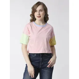 Pepe Jeans Pink Cotton Color-Block T-Shirt-picture-16