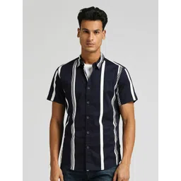 Pepe Jeans Vertical Striped Spread Collar Twill Pure Cotton Casual Shirt-picture-13
