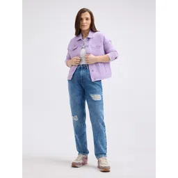 Pepe Jeans Women Relaxed Fit High-Rise Mildly Distressed Heavy Fade Jeans-picture-39