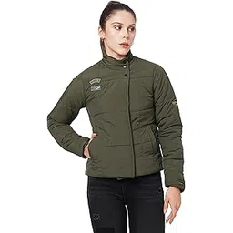 pepe jeans Women's Nylon & Net Solid Standard Length A-Line Coat-picture-15