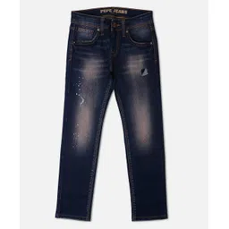 Pepe Jeans Woven Ankle Length Washed Jeans With Distressed Pattern - Navy Blue-picture-23