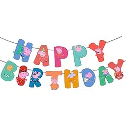 Peppa Pig Birthday Banner for Kids Party | Cartoon Theme Happy Birthday Decoration for Girl & Boy Celebration at Home (Pack of 1)-image-35
