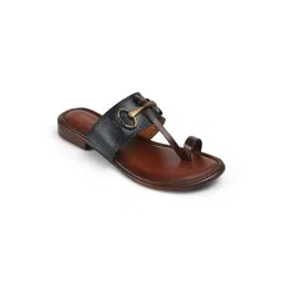 PEPPER Navy Blue Classic T-Strap Kolhapuris-picture-21