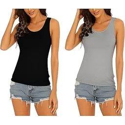 pepperika Sleeveless Ribbed Basic Cotton Tank Tops for Women Combo Regular Length Vest Cami Inner Slip Undershirt Camisole Ladies Baniyan-picture-25