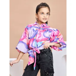 Peppermint Abstract Printed Puff Sleeve Top-picture-38