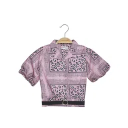 Peppermint Girls Abstract Printed Shirt Collar Blouson Top-picture-26