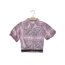Peppermint Girls Abstract Printed Shirt Collar Blouson Top-picture-29