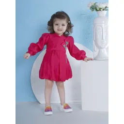 Peppermint Girls Belted Puff Sleeve Chiffon Balloon Dress with Belt-picture-33