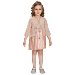 Peppermint Girls Embellished Sequined Accordion Pleated A-Line Dress With Jacket-picture-51