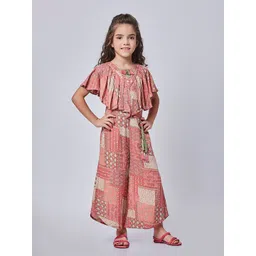 Peppermint Girls Ethnic Motifs Printed Flared Sleeves Waist Tie-Ups Basic Jumpsuit-picture-38