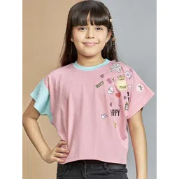 Peppermint Girls Graphic Print Colourblocked Top-picture-27