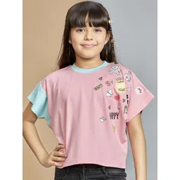 Peppermint Girls Graphic Printed Round Neck Extended Sleeves Top-picture-21
