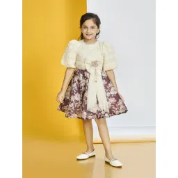 Peppermint Girls Maroon Floral Print Flared Fit Dress-picture-41