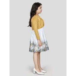 Peppermint Girls Mustard & Blue Printed Dress image 3