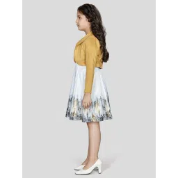Peppermint Girls Mustard & Blue Printed Dress image 4